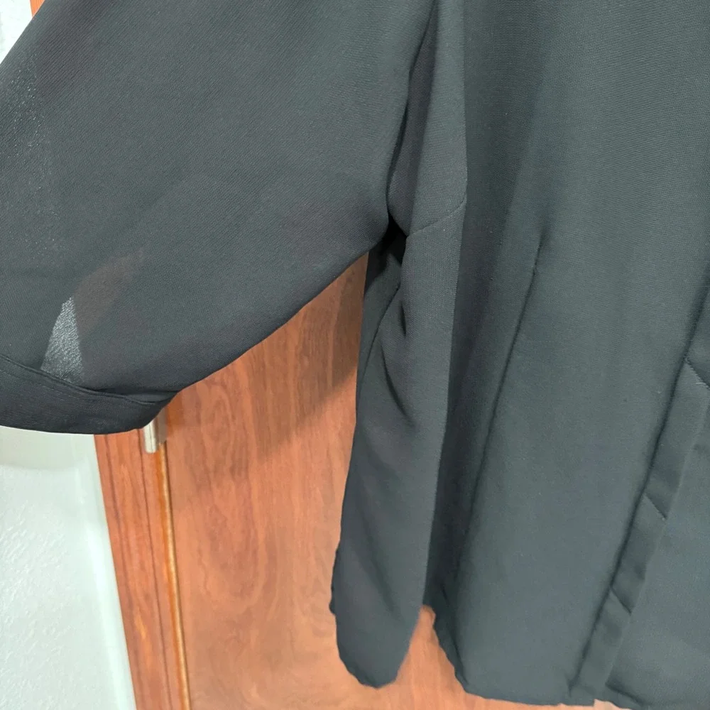 Venezia Women's Black 3/4 Sleeve Button Down Sheer Blouse Top Plus Size‎ 14/16 - Picture 2 of 6